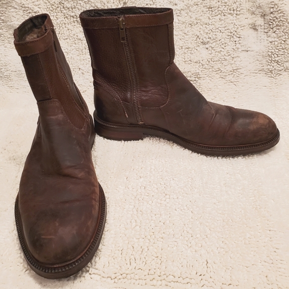 J&M 1850 Johnston Murphy Brown Leather Shearling Zip Up Ankle Boot - Picture 3 of 10